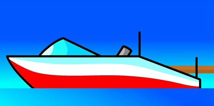 クルーザー 船,ボート,クルーザー,モーターボート,小型船,船舶,海,青空,蛍光色,グラデーションのイラスト素材