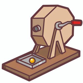 ガラポンのかわいいデフォルメイラスト ガラポン,抽選,お祭り,大当たり,イベント,自治会,お楽しみ,ランダム,１等,金色のイラスト素材