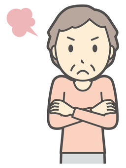  ロンTお婆さん-269-バスト 怒る,お婆さん,高齢者,老人,女性,祖母,人物,かわいい,怒り,キレるのイラスト素材