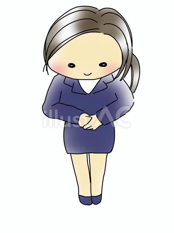 お辞儀をする女性 おじぎ,会社員,女性のイラスト素材
