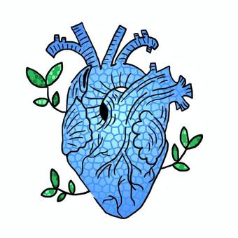 Hope Of Cardiac No.4 心臓,かっこいい,おしゃれ,さわやか,希望,青色,癒し,ワンポイントのイラスト素材