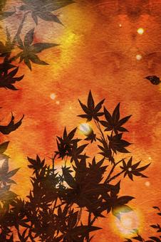 秋　夕焼け　紅葉 秋,夕焼け,紅葉,背景,風景のイラスト素材