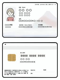 マイナンバー　新デザイン　女性 マイナンバーカード,身分証,証明書,カード,人物,女性,身分証明書,ビジネス,個人番号,マイナンバー制度のイラスト素材