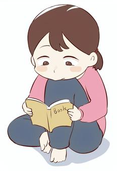 没頭・読書・座る 没頭,読書,人物,アイコン,座る,女性,生活,カットイラスト,イラスト,日常のイラスト素材