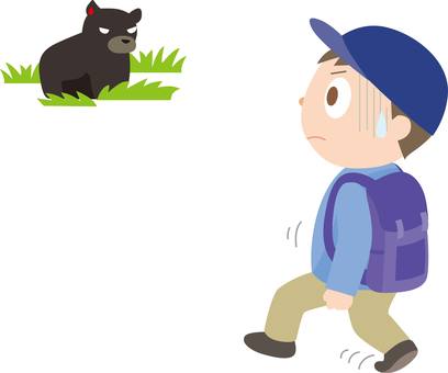 熊に後退りする男性 後退り,熊,熊対策,危険,危険回避,対処法,防御,野外,バックパック,屋外のイラスト素材