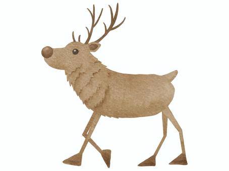 トナカイ 手書き風 クリスマス,トナカイ,手描き,水彩,冬,12月,優しい,かわいい,歩く,淡いのイラスト素材