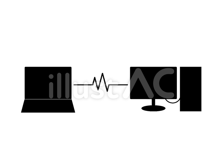 PCシルエット pc,ノートパソコン,デスクトップパソコンのイラスト素材