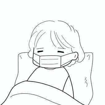 風邪をひいている女性 女性,病気,風邪,インフルエンザ,コロナ,医療,病院,くしゃみ,咳,鼻水のイラスト素材