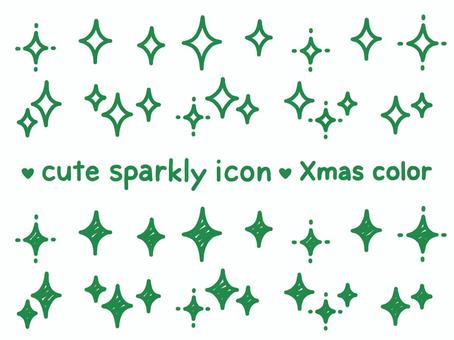 かわいいキラキラアイコン（Xmas） 星,スター,キラキラ,クリスマス,クリスマスカラー,12月,きらめき,アイコン,可愛い,かわいいのイラスト素材