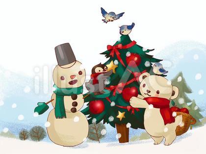 しろくまくんとペンとクリスマスツリー