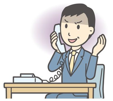  スーツ青年-305-バスト 電話,悪人,ビジネスマン,会社員,男性,サラリーマン,オフィス,ビジネス,営業マン,先生のイラスト素材