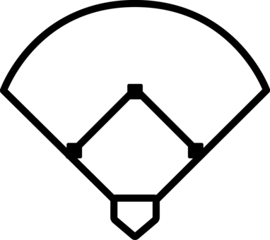 ピクトグラムの黒の野球場です。 ピクトグラム,野球場,野球,グラウンド,シンプル,スポーツ,運動場,屋外,スタジアム,内野のイラスト素材