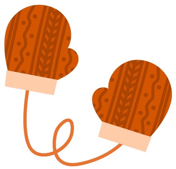 暖かいニットの手袋 暖かい,ニット,手袋,冬,温かい,毛糸,オレンジ,服,衣類,冬支度のイラスト素材