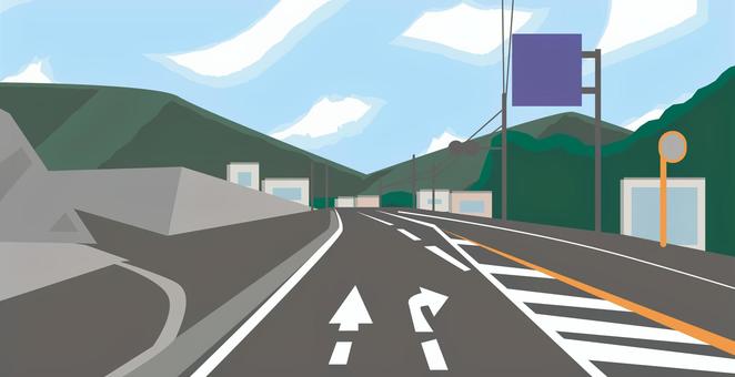 道路　 道路,車道,交通,風景,車線,山,田舎,遠近のイラスト素材