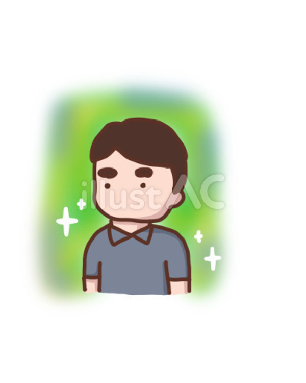 落ち着いた男性とキラキラのオーラ 男性,無表情,緑のイラスト素材