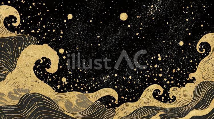 波と夜空の和柄 和柄,波,夜空のイラスト素材