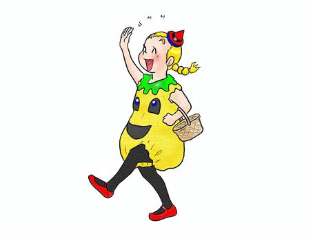 ハロウィンの衣装2 ハロウィンの衣装2 人物,こども,女の子,小学生,外国人,金髪,かぼちゃ,ハロウィン,衣装,笑顔のイラスト素材