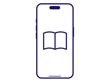 電子書籍のアイコン（本とスマホ） 電子書籍,アイコン,スマホ,本,マーク,eブック,デジタル,シルエット,端末,ピクトグラムのイラスト素材