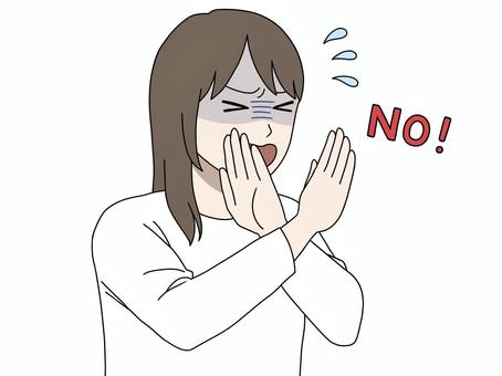 必死になって断る女性 女性,長袖,セミロング,拒否,やめてのイラスト素材