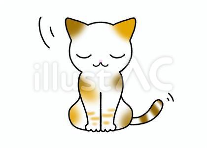 三つ指ついてお辞儀する三毛猫のイラスト