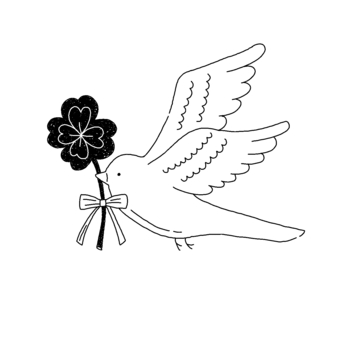 Illustration, white, bird, clover, 