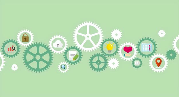 ギア・歯車とアイコン バナーイラスト 背景,ギア,ビジネス,it,歯車,テクノロジー,バックグラウンド,背景素材,テキストスペース,コピースペースのイラスト素材