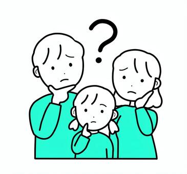シンプルはてなファミリー（b） シンプル,はてな,家族,ファミリー,疑問,人,男,女,親子,女の子のイラスト素材