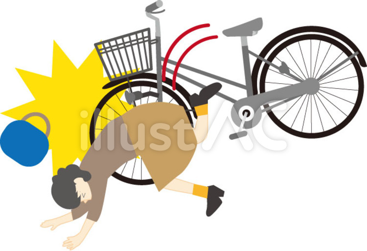 自転車事故 事故,自転車,転倒のイラスト素材