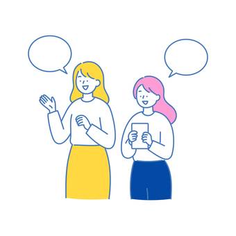会話を楽しみコミュニケーションをとる女性 会話を楽しみコミュニケーションをとる女性 人物,女性,会話,話す,笑顔,交流,友人,コミュニケーション,リラックス,仲良しのイラスト素材