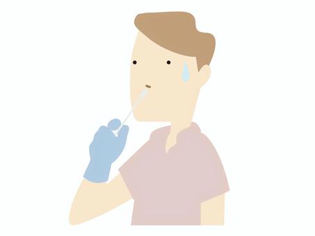 綿棒を鼻に入れて検体採取の男性のミニマル 検体採取,男性,鼻,綿棒,検査,医療,診断,健康,pcr検査,カラーのイラスト素材