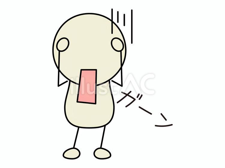 ガーンとショックを受ける棒人間　白 棒人間,顔文字,絵文字のイラスト素材