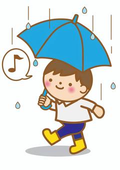 雨降り　男の子 梅雨,5月,雨,雨降り,傘,降る,人物,男の子,男子,子供のイラスト素材