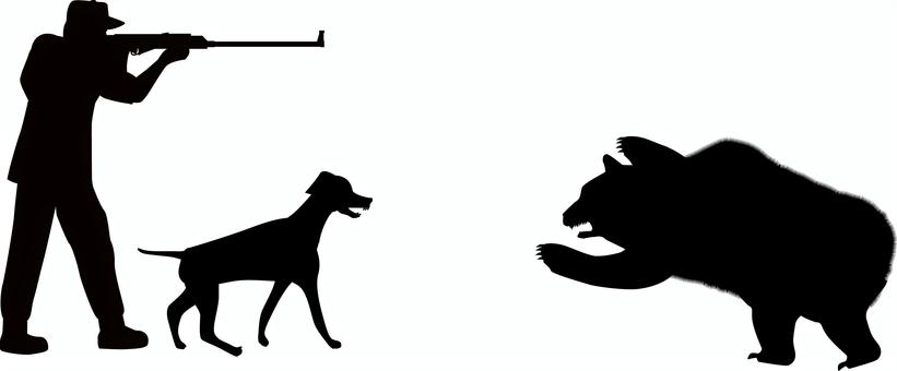 Illustration, hunter, bear, shoot, 
