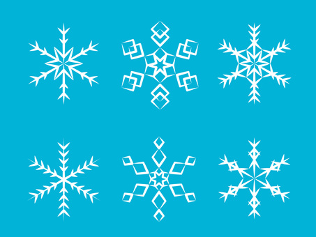 雪の結晶白/入り抜き有 かわいい,雪,シンプル,雪の結晶,シルエット,線画,セット,冬,クリスマス,クリスマス素材のイラスト素材