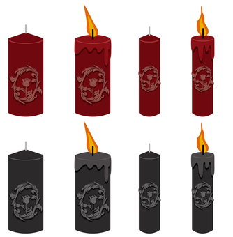 ゴシック色ろうそく ろうそく,ゴシック,キャンドル,灯り,灯火,火,刻印,クリスマス,黒,ハロウィンのイラスト素材