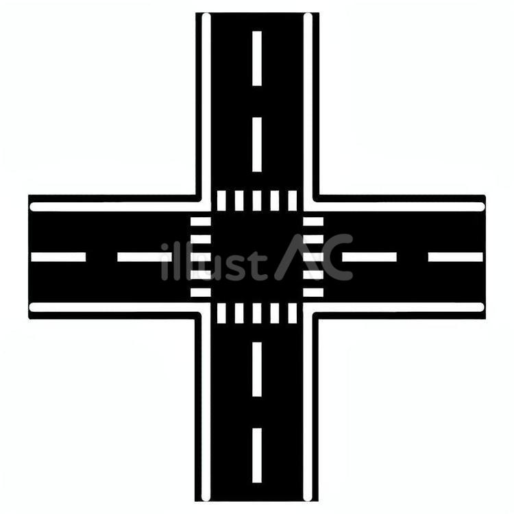 十字路アイコン2_黒 十字路,分岐,道路のイラスト素材