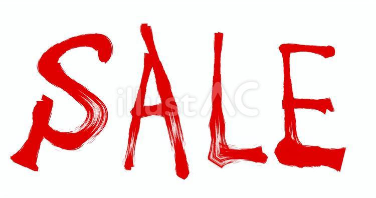 赤字で筆書きのSALE 筆書き,筆,赤字のイラスト素材