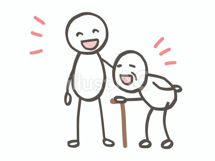 棒人間　お年寄りと楽しくおしゃべり 棒人間,人,2人のイラスト素材