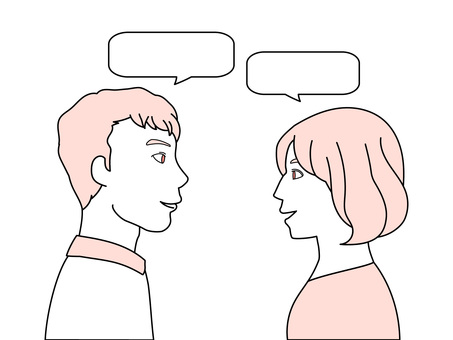 会話をする人々 男性,女性,会話,吹き出し,二人のイラスト素材