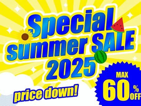 サマーセールのバナー　プライスダウン 夏,セール,サマーセール,バナー,ひまわり,7月,8月,スイカ,夏得,キャンペーンのイラスト素材