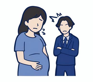 マタニティハラスメントを受ける女性と男性 マタハラ,上司,同僚,妊婦,ハラスメント,職場,いじめ,会社,女性,マタニティのイラスト素材