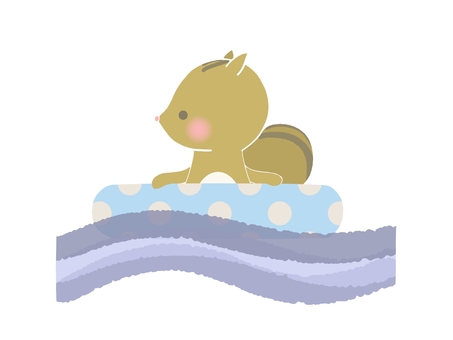 浮き輪とリスのイラスト 線なし, 浮き輪とリスのイラスト 線なし, squirre, ngambang, kewan,