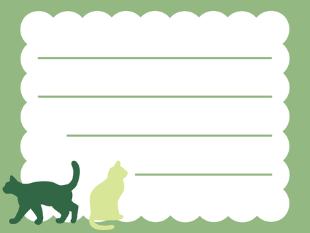 Green cat horizontal writing paper, JPG and PNG Green cat horizontal writing paper, cat, letter, stationery, JPG and PNG