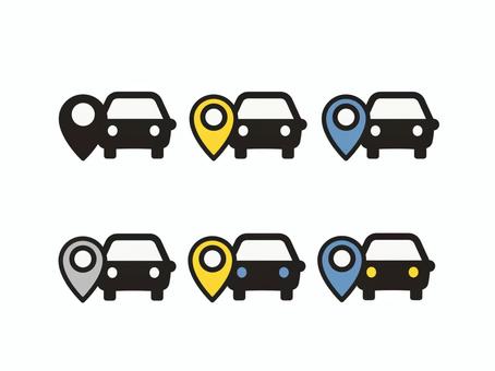 マップピン　地図アイコンセット　車３ マップピン,位置情報,地図,車,乗用車,車両,自動車,交通,駐車場,パーキングのイラスト素材