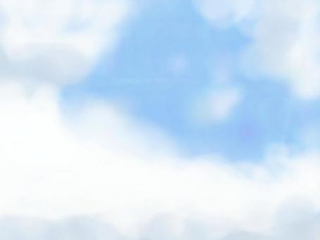 青空と雲のイラスト 雲,空,白,青,背景,ぼかし,グレー,質感,厚み,爽やかのイラスト素材