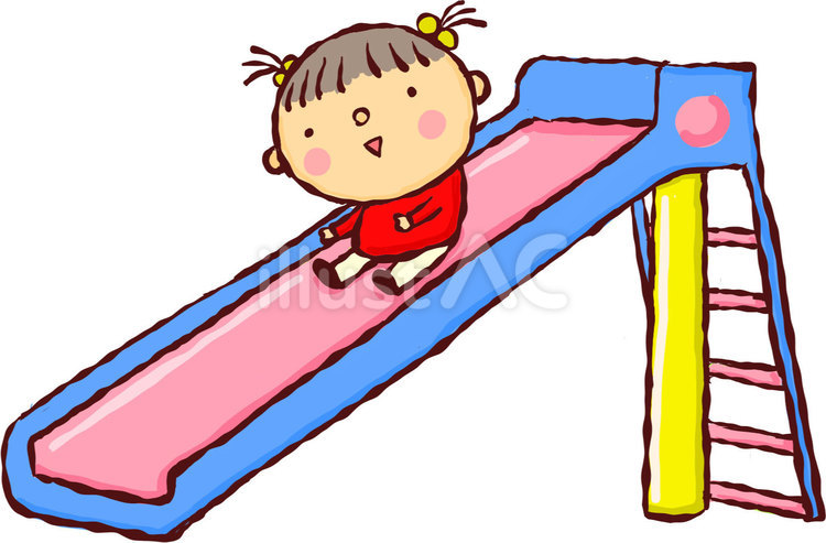 滑り台であそぶ 滑り台,女の子,子どものイラスト素材