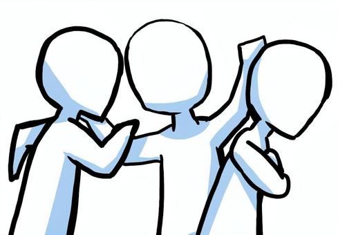 仲間割れする人たち 不仲,喧嘩,仲間割れ,トラブル,対立,シンプル,棒人間のイラスト素材