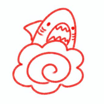 クレヨン風•サメはなまる はなまる,赤ペン,正解,よくできました,クレヨン,サメ,シンプル,かわいい,動物,クレヨン風のイラスト素材