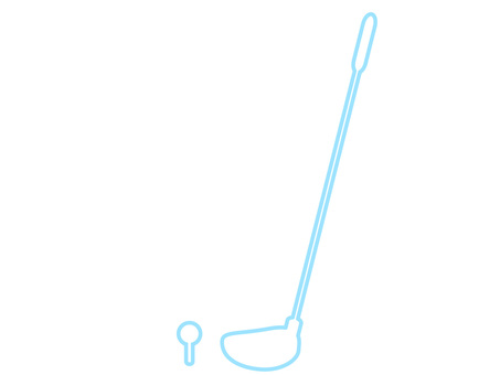 水色・スポーツ・ゴルフクラブとボール ゴルフ,クラブ,ボール,スポーツ,アイコン,線画,デザイン,シンボル,娯楽,趣味のイラスト素材