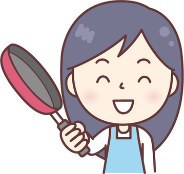 Smile in cuisine Apron women Blue, female, frying pan, a smile, JPG, PNG and AI